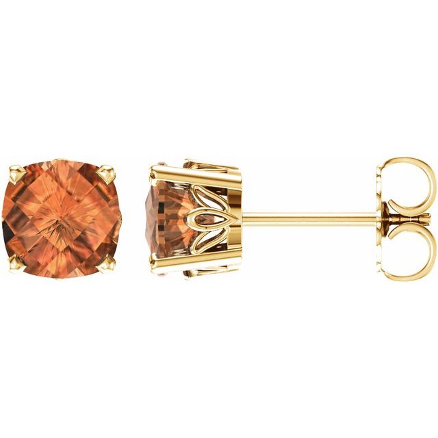 14k Gold Cushion Cut 6mm Genuine Gemstone Earrings- Sparkle & Jade-SparkleAndJade.com 28190:70052:P