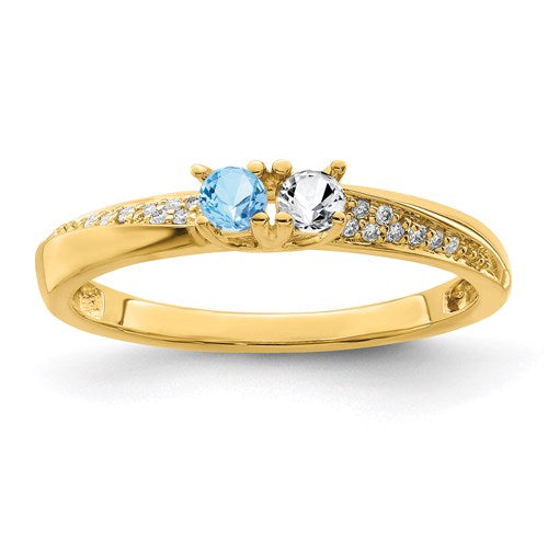 14k Gold Diamond Accented Mother's Family Birthstone Ring- Sparkle & Jade-SparkleAndJade.com XMR36/2