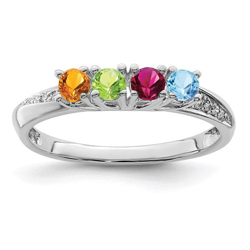 14k Gold Diamond Accented Mother's Family Birthstone Ring- Sparkle & Jade-SparkleAndJade.com XMRW36/4