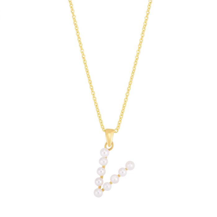 14k Gold Freshwater Pearl Initial Necklace- Sparkle & Jade-SparkleAndJade.com SETA3123-18