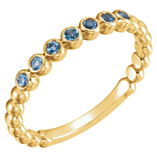 14k Gold Genuine Aquamarine Stackable Ring- Sparkle & Jade-SparkleAndJade.com 71813:601:P