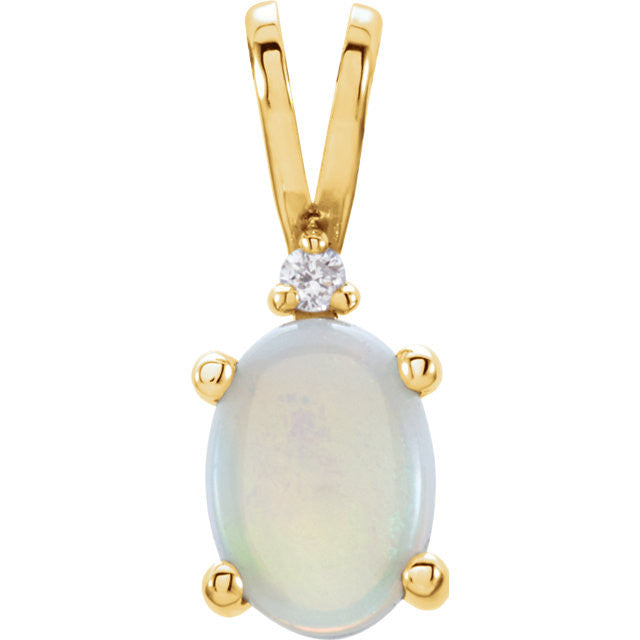 14k Gold Genuine Australian Opal & .01 CTW Diamond Pendant- Sparkle & Jade-SparkleAndJade.com 1139:101:P