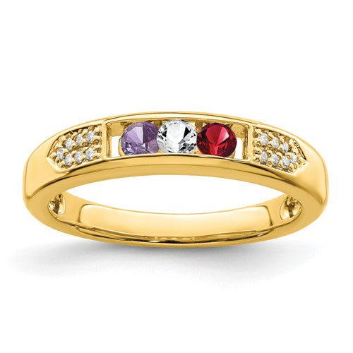 14k Gold Genuine Diamond Channel Set Mother's Family Birthstone Ring- Sparkle & Jade-SparkleAndJade.com XMR48/3