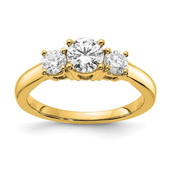 14k Gold Lab Grown Diamond VS/SI GH, 3-Stone 1 1/2 CTW Complete Engagement Ring- Sparkle & Jade-SparkleAndJade.com RM4229E-075-CYLG