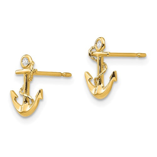 14k Gold Madi K CZ Anchor Post Earrings- Sparkle & Jade-SparkleAndJade.com GK680