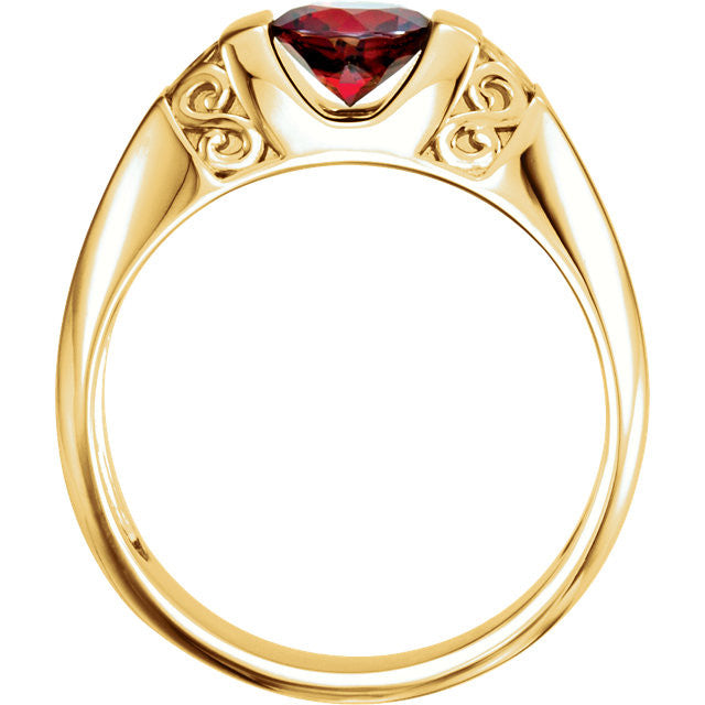14k Gold Men's Mozambique Garnet Ring- Sparkle & Jade-SparkleAndJade.com 