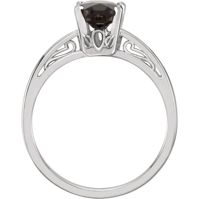 14k Gold Oval 8x6 Faceted Onyx Scroll Set Ring - White, Yellow or Rose Gold- Sparkle & Jade-SparkleAndJade.com 