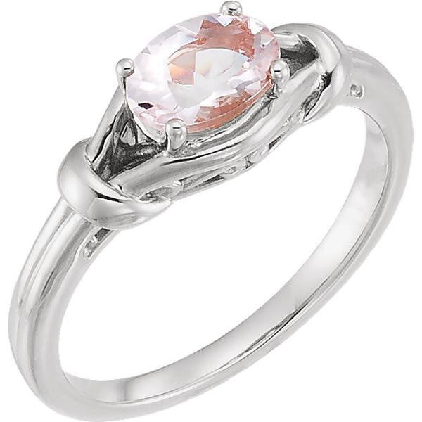 14k Gold Oval Morganite Knot Ring - White Rose or Yellow Gold- Sparkle & Jade-SparkleAndJade.com 71922:600:P