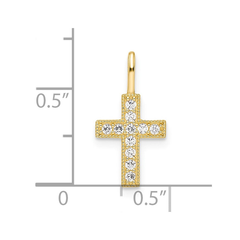 14k Gold Petite CZ Cross Charm Pendant- Sparkle & Jade-SparkleAndJade.com YC1498