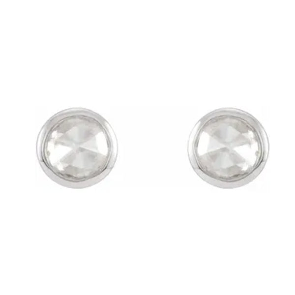 14k Gold Rose-Cut Diamond Bezel-Set Earrings- Sparkle & Jade-SparkleAndJade.com 