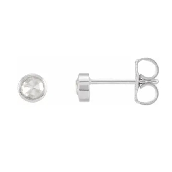14k Gold Rose-Cut Diamond Bezel-Set Earrings- Sparkle & Jade-SparkleAndJade.com 87612:100:P