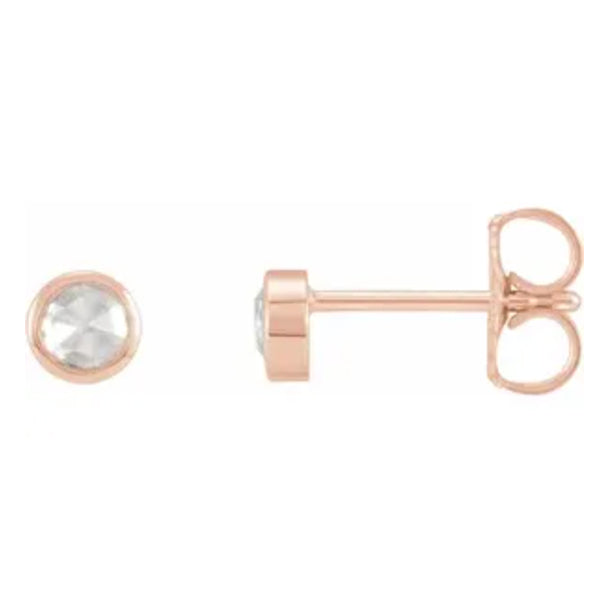 14k Gold Rose-Cut Diamond Bezel-Set Earrings- Sparkle & Jade-SparkleAndJade.com 87612:103:P