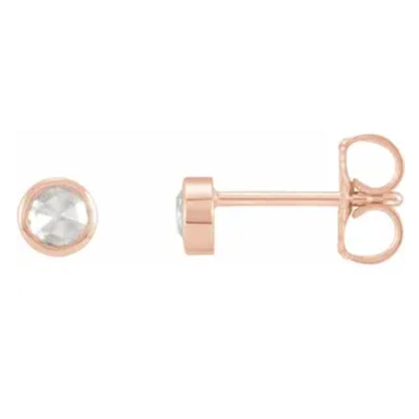 14k Gold Rose-Cut Diamond Bezel-Set Earrings- Sparkle & Jade-SparkleAndJade.com 87612:174:P