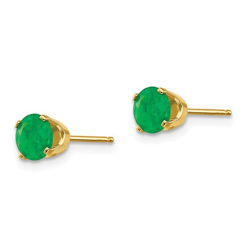 14k Gold Round Genuine Stone Birthstone Stud Earrings - Various Sizes- Sparkle & Jade-SparkleAndJade.com 