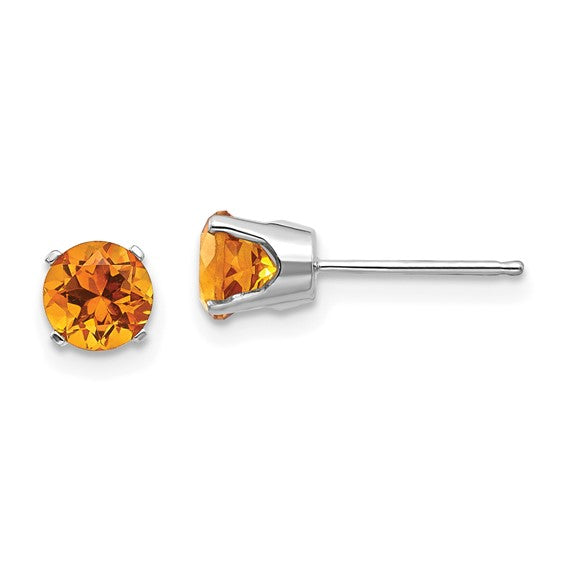 14k Gold Round Genuine Stone Birthstone Stud Earrings - Various Sizes- Sparkle & Jade-SparkleAndJade.com XBE142