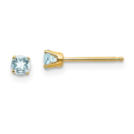 14k Gold Round Genuine Stone Birthstone Stud Earrings - Various Sizes- Sparkle & Jade-SparkleAndJade.com XBE39