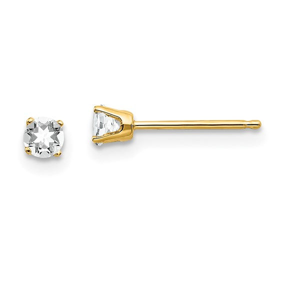 14k Gold Round Genuine Stone Birthstone Stud Earrings - Various Sizes- Sparkle & Jade-SparkleAndJade.com XBE40