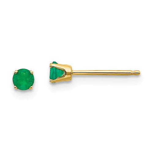 14k Gold Round Genuine Stone Birthstone Stud Earrings - Various Sizes- Sparkle & Jade-SparkleAndJade.com XBE41