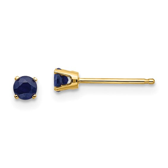 14k Gold Round Genuine Stone Birthstone Stud Earrings - Various Sizes- Sparkle & Jade-SparkleAndJade.com XBE45
