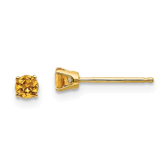 14k Gold Round Genuine Stone Birthstone Stud Earrings - Various Sizes- Sparkle & Jade-SparkleAndJade.com XBE47
