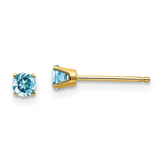 14k Gold Round Genuine Stone Birthstone Stud Earrings - Various Sizes- Sparkle & Jade-SparkleAndJade.com XBE48