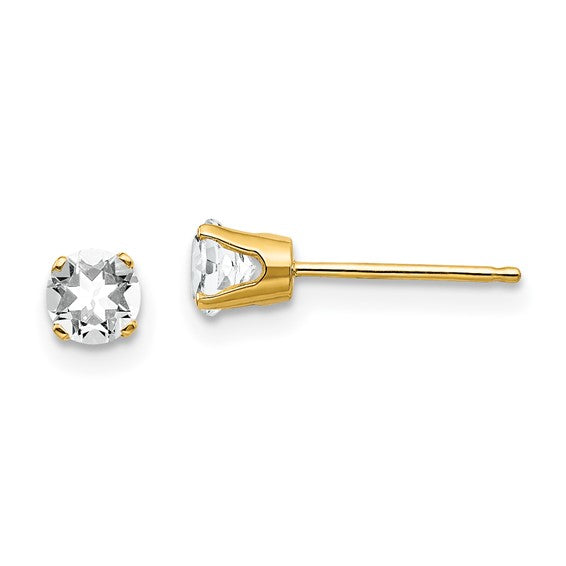 14k Gold Round Genuine Stone Birthstone Stud Earrings - Various Sizes- Sparkle & Jade-SparkleAndJade.com XBE52