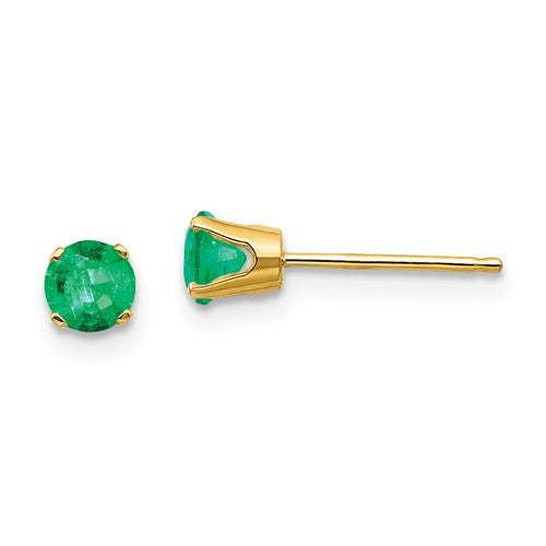 14k Gold Round Genuine Stone Birthstone Stud Earrings - Various Sizes- Sparkle & Jade-SparkleAndJade.com XBE53