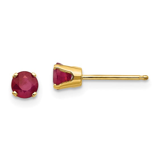 14k Gold Round Genuine Stone Birthstone Stud Earrings - Various Sizes- Sparkle & Jade-SparkleAndJade.com XBE55