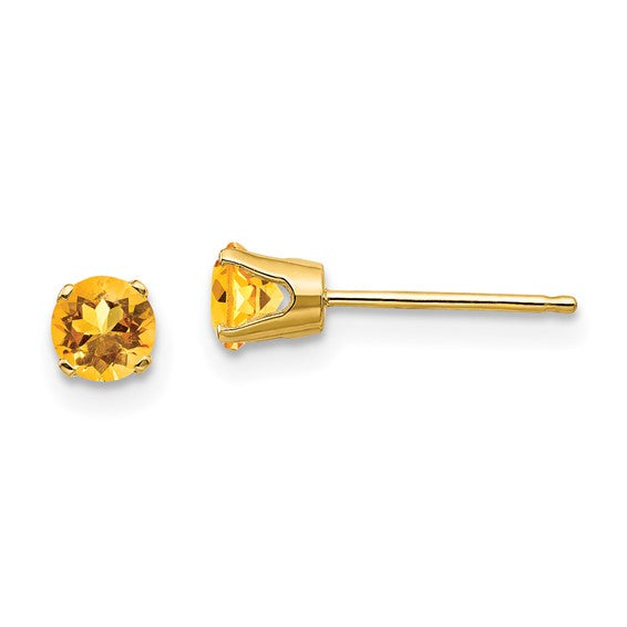14k Gold Round Genuine Stone Birthstone Stud Earrings - Various Sizes- Sparkle & Jade-SparkleAndJade.com XBE59