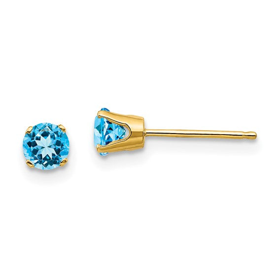 14k Gold Round Genuine Stone Birthstone Stud Earrings - Various Sizes- Sparkle & Jade-SparkleAndJade.com XBE60