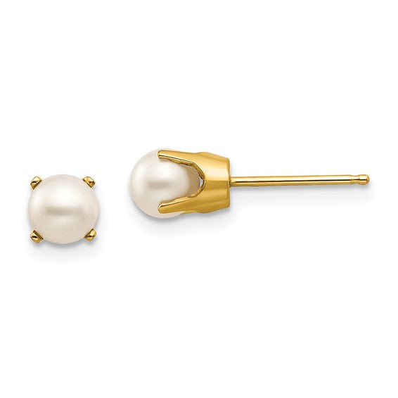 14k Gold Round Genuine Stone Birthstone Stud Earrings - Various Sizes- Sparkle & Jade-SparkleAndJade.com XBE66