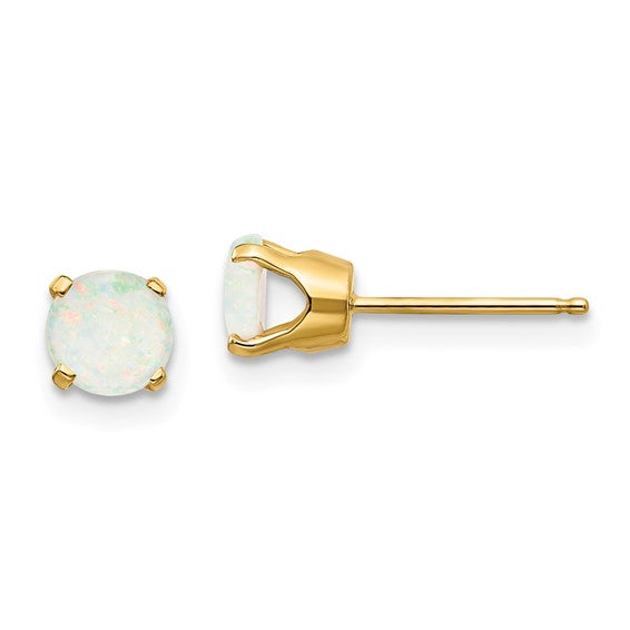 14k Gold Round Genuine Stone Birthstone Stud Earrings - Various Sizes- Sparkle & Jade-SparkleAndJade.com XBE70