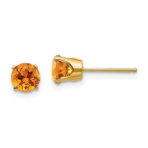 14k Gold Round Genuine Stone Birthstone Stud Earrings - Various Sizes- Sparkle & Jade-SparkleAndJade.com XBE71