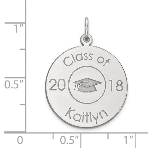 14k Gold Year and Name Graduation Round Pendant Charm- Sparkle & Jade-SparkleAndJade.com 