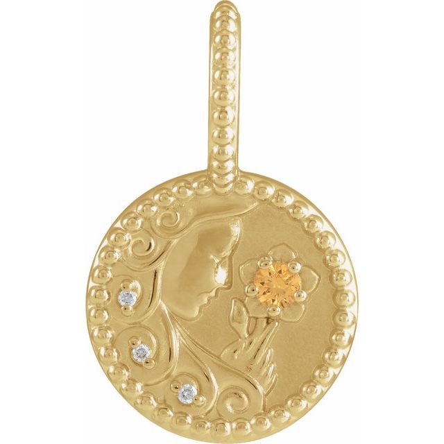 14k Gold Zodiac Coin Charm Pendant- Sparkle & Jade-SparkleAndJade.com 88215:114:P