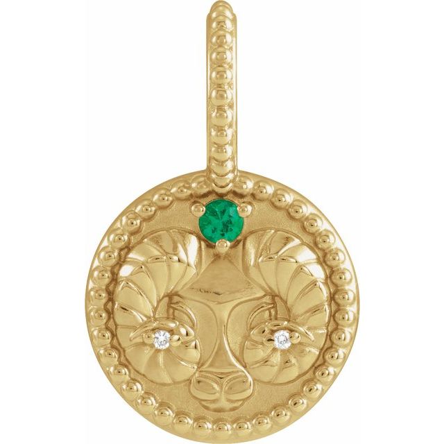 14k Gold Zodiac Coin Charm Pendant- Sparkle & Jade-SparkleAndJade.com 88215:123:P