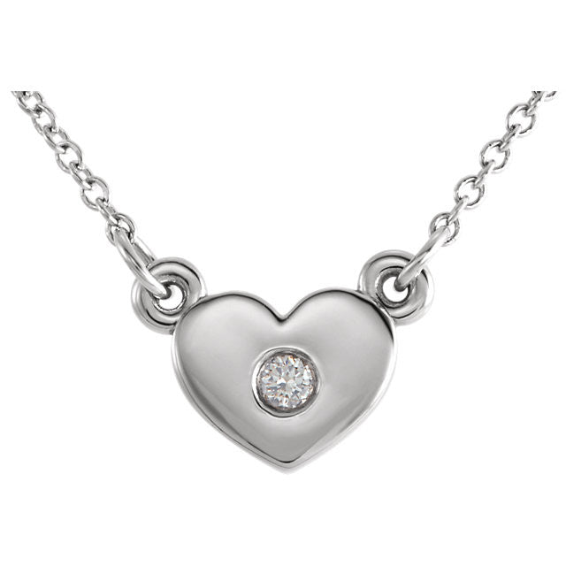 14k Gold .03 CTW Diamond Petite Heart Pendant 16" Necklace- Sparkle & Jade-SparkleAndJade.com 86335:600:P
