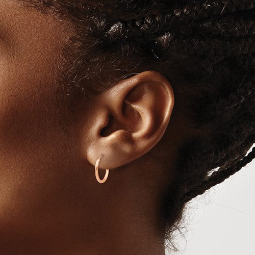 14k Rose Gold 14mm x 1.5mm Endless Tube Hoop Earrings- Sparkle & Jade-SparkleAndJade.com TF781