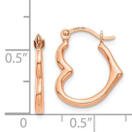 14k Rose Gold 16mm Heart Hinged Hoop Earrings- Sparkle & Jade-SparkleAndJade.com TL746R