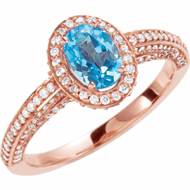 14k Rose Gold Swiss Blue Topaz Oval & Diamond Halo Engagement Ring- Sparkle & Jade-SparkleAndJade.com 67799:113:P