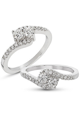 14k White Gold 0.55CTW Diamond Two-Stone Ring- Sparkle & Jade-SparkleAndJade.com R11960
