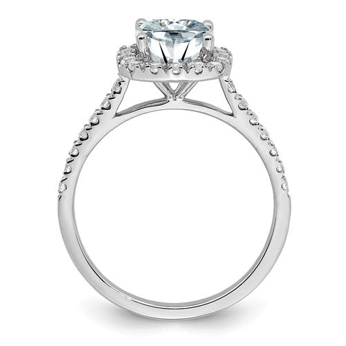 14k White Gold 1.9CT Cushion Moissanite Halo Engagement Ring- Sparkle & Jade-SparkleAndJade.com RM6801-190-WMP
