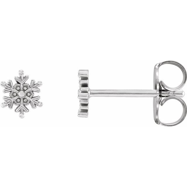 14k White Gold 5.1x4.5 mm Petite Snowflake Earrings- Sparkle & Jade-SparkleAndJade.com 87664:106:P