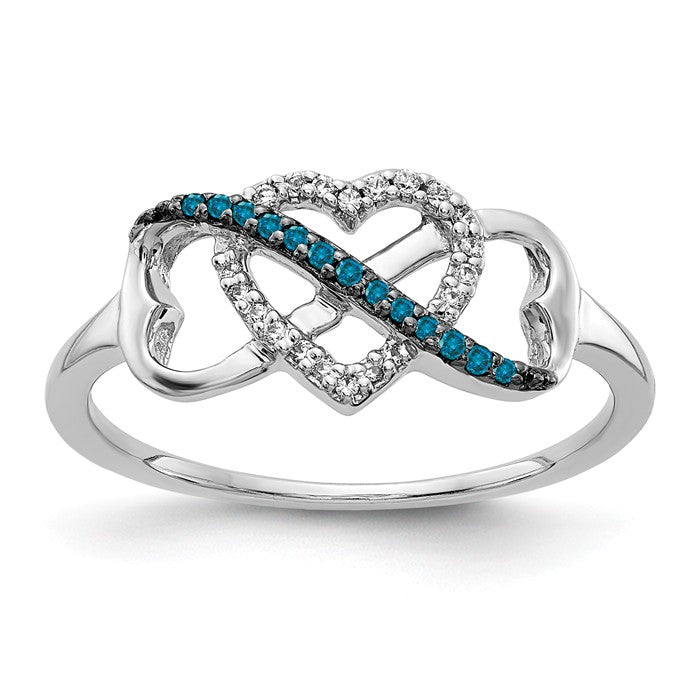 14k White Gold Blue And White Diamond Heart Infinity Ring- Sparkle & Jade-SparkleAndJade.com RM5726-BD-010-WA