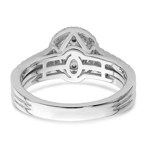 14k White Gold Complete Diamond Oval Halo Cluster Engagement Ring- Sparkle & Jade-SparkleAndJade.com RM8823E-075-CWAA