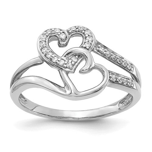 14k White Gold Diamond Hearts Ring- Sparkle & Jade-SparkleAndJade.com RM5721-010-WA