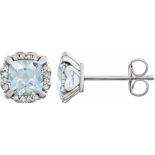 14k White Gold Gemstone & 1/10 CTW Diamond Halo Earrings- Sparkle & Jade-SparkleAndJade.com 651954:60003:P
