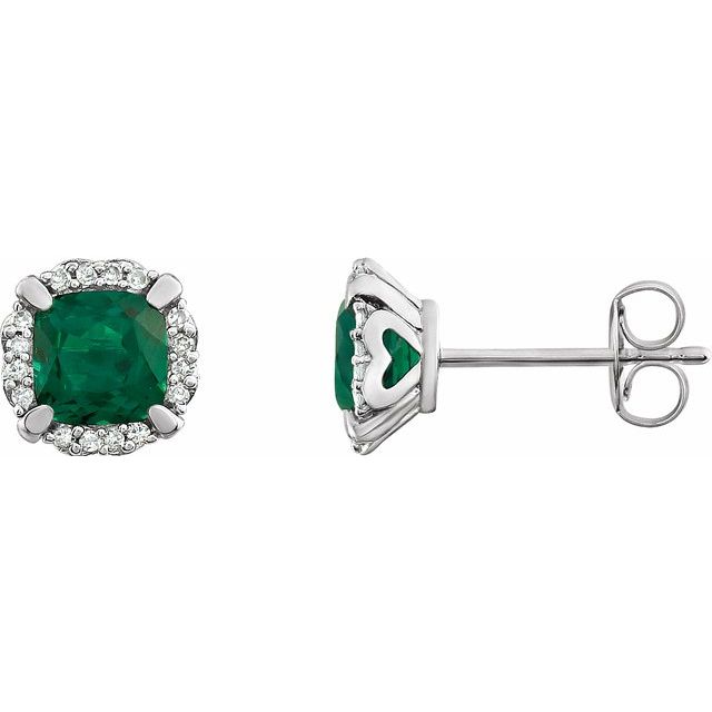 14k White Gold Gemstone & 1/10 CTW Diamond Halo Earrings- Sparkle & Jade-SparkleAndJade.com 651954:60005:P