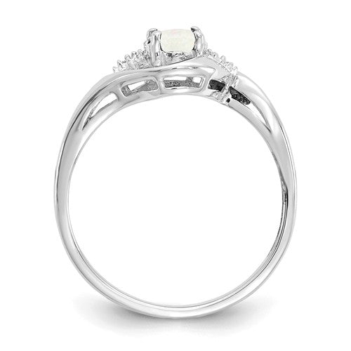 14k White Gold Genuine Oval Gemstone and Diamond Rings- Sparkle & Jade-SparkleAndJade.com 