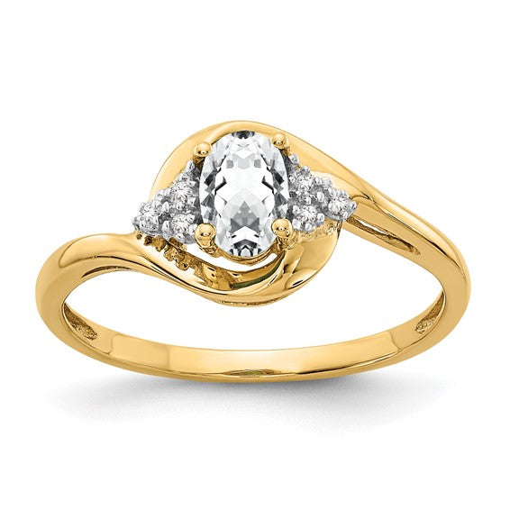 14k White Gold Genuine Oval Gemstone and Diamond Rings- Sparkle & Jade-SparkleAndJade.com XBS411